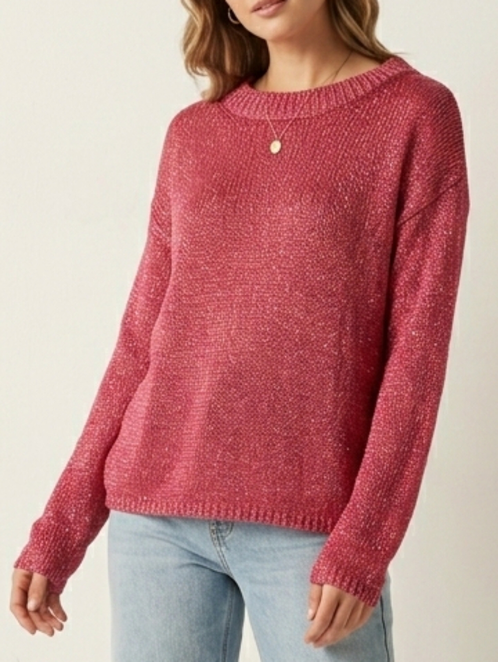 Alice + Olivia Shimmer Knit Long Sleeve Sweater